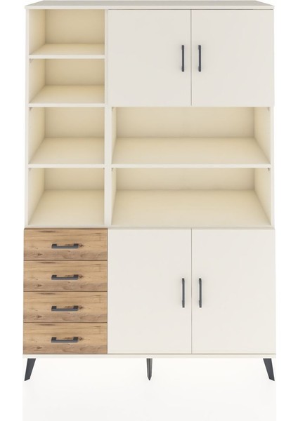 Hyperion Dolap 9 Raflı 4 Çekmeceli 4 Kapaklı 132X44X195 Aytaşı-Aytaşı/çam