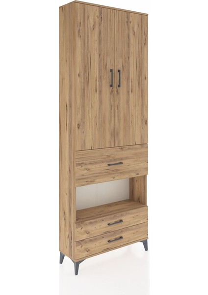 Arges Dolap 5 Raflı 3 Çekmeceli 2 Kapaklı 88X30X243 Çam-Çam fiyatları
