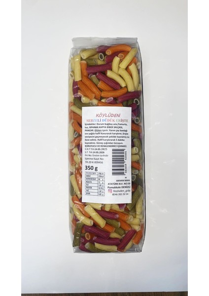 Köylüden Sebzeli Düdük Erişte 350GR