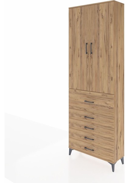 Arges Dolap 4 Raflı 5 Çekmeceli 2 Kapaklı 88X30X243 Çam-Çam modelleri