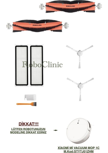 Xiaomi Mi Vacuum Mop 1c - 2c - F9 Robot Süpürge Uyumlu Yedek Fırça, Hepa Filtre - 8 Parça