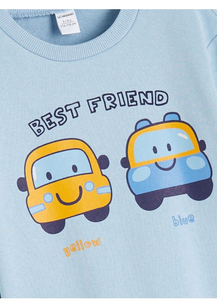 Yeni Sezon Bisiklet Yaka Baskılı Erkek Çocuk Sweatshirt modelleri