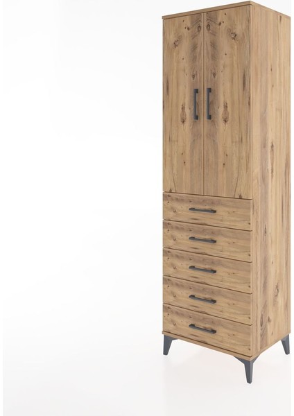 Hyperion Dolap 3 Raflı 5 Çekmeceli 2 Kapaklı 60X44X195 Çam-Çam modelleri