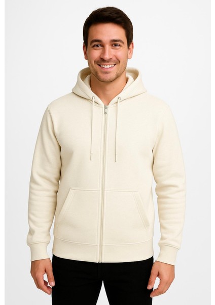 Erkek Fermuarlı Kapüşonlu SWEATSHIRT-W590