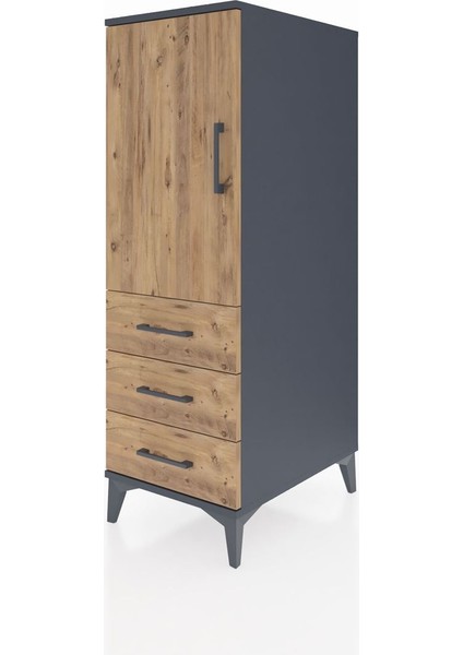 Kronos Dolap 2 Raflı 3 Çekmeceli Tek Kapaklı 44X59X134 Antrasit-Çam modelleri