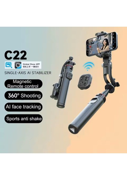Hareket ve Yüz Takip Sistemli 133 cm Tripod 360° Dönen Uzaktan Kumandalı Selfie Çubuğu ve Gimbal fiyatları