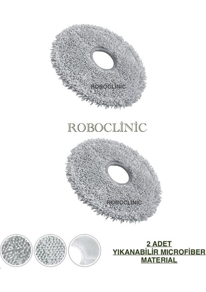 Xiaomi Robot Vacuum X10+ (Plus) / X20+ (Plus) Robot Süpürge Uyumlu Yedek Mop 2 Parça