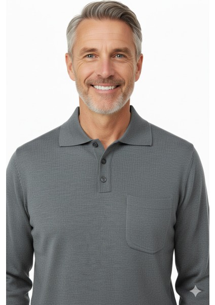 Erkek Kazak Premium Yün Tarzı Klasik Polo Yaka Düğmeli Cepli Rahat Tam Kalıp fiyatları