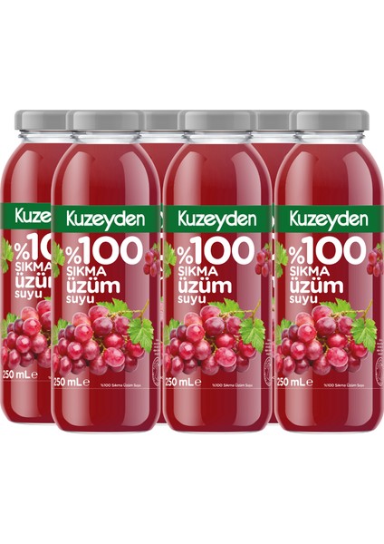 %100 Sıkma Üzüm SUYU(6X250ML)
