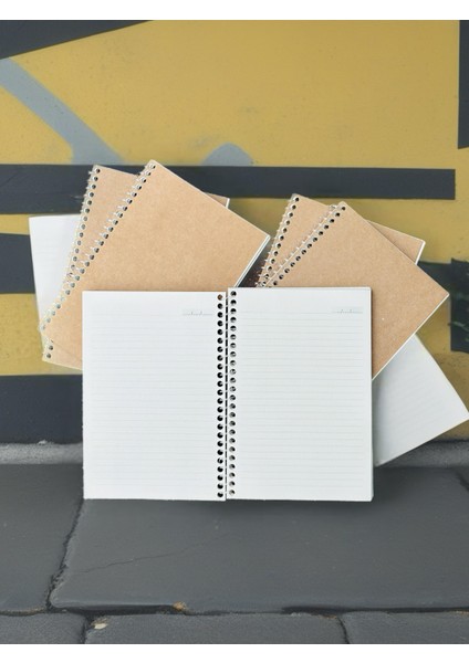 A5 Çizgili Kraft Defter | Vintage | Geri Dönüşüm Kağıt | 70 Yaprak (140 Sayfa)
