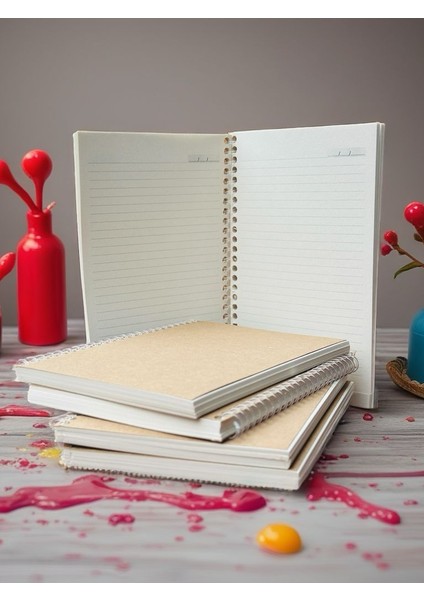 A5 Çizgili Kraft Defter | Vintage | Geri Dönüşüm Kağıt | 70 Yaprak (140 Sayfa)