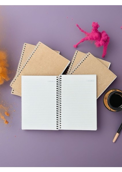 A5 Çizgili Kraft Defter | Vintage | Geri Dönüşüm Kağıt | 70 Yaprak (140 Sayfa)