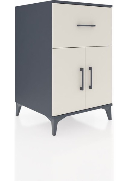 Kronos Komodin Tek Raflı Tek Çekmeceli 2 Kapaklı 60X59X96 Antrasit-Aytaşı fiyatları