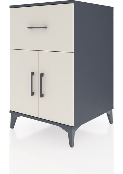 Kronos Komodin Tek Raflı Tek Çekmeceli 2 Kapaklı 60X59X96 Antrasit-Aytaşı modelleri