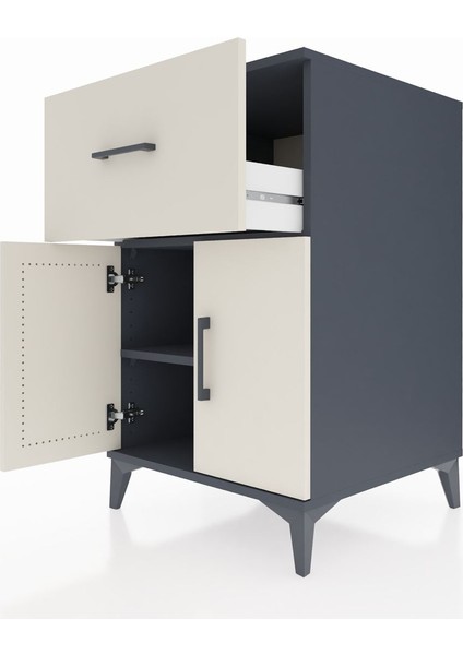 Kronos Komodin Tek Raflı Tek Çekmeceli 2 Kapaklı 60X59X96 Antrasit-Aytaşı indirimleri