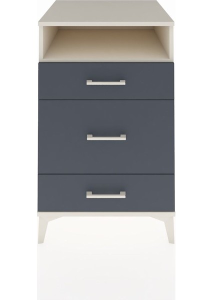 Kronos Komodin Tek Raflı 3 Çekmeceli 60X59X96 Aytaşı-Antrasit