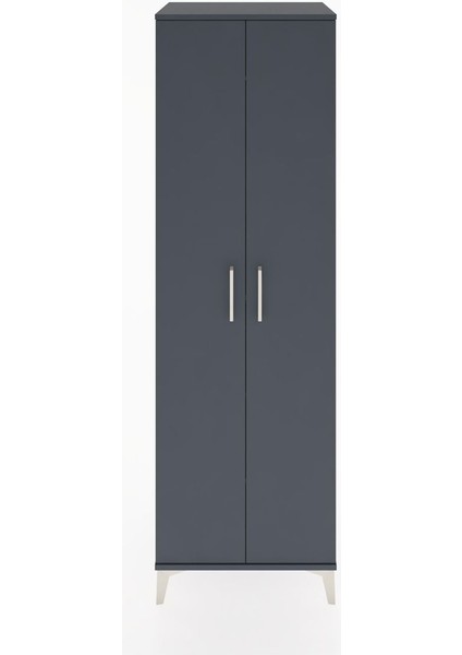 Hyperion Dolap 3 Raflı 2 Kapaklı Tek Askılı 60X44X195 Antrasit-Antrasit