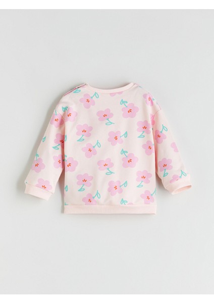 Yeni Sezon Bisiklet Yaka Çiçekli Kız Çocuk Sweatshirt modelleri