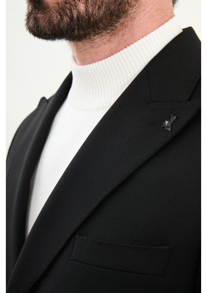 Düz Slim Fit Geniş Yaka Kruvaze Metal Düğmeli Erkek Ceket fiyatları