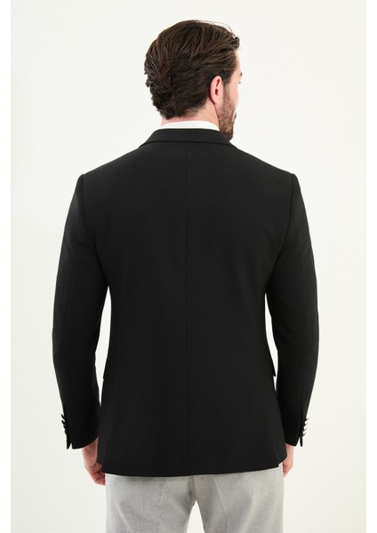 Düz Slim Fit Geniş Yaka Kruvaze Metal Düğmeli Erkek Ceket indirimleri