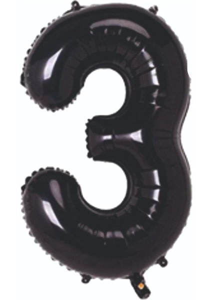 Folyo Balon 3 Rakamı Helyum Balon 76 cm Siyah Renk - 3 Yaş Balonu - 3 Yaş Balon -3 Rakam Balon