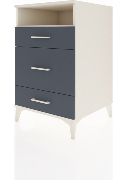 Kronos Komodin Tek Raflı 3 Çekmeceli 60X59X96 Aytaşı-Antrasit modelleri