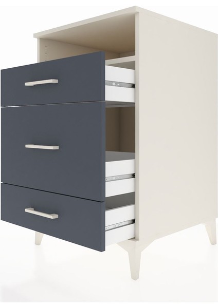 Kronos Komodin Tek Raflı 3 Çekmeceli 60X59X96 Aytaşı-Antrasit indirimleri