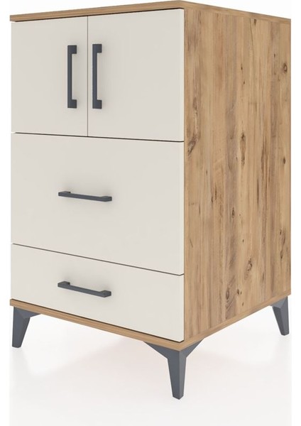 Kronos Komodin Tek Raflı 2 Çekmeceli 2 Kapaklı 60X59X96 Çam-Aytaşı modelleri