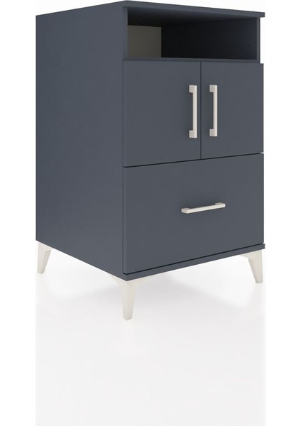 Kronos Komodin 2 Raflı Tek Çekmeceli 2 Kapaklı 60X59X96 Antrasit-Antrasit fiyatları