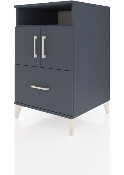 Kronos Komodin 2 Raflı Tek Çekmeceli 2 Kapaklı 60X59X96 Antrasit-Antrasit modelleri