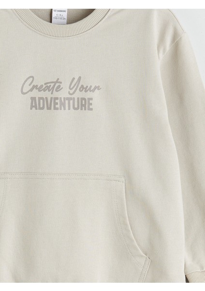 Yeni Sezon Bisiklet Yaka Baskılı Erkek Çocuk Sweatshirt modelleri