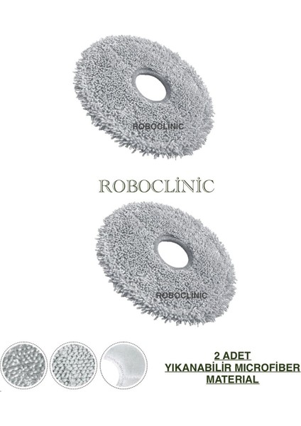 Xiaomi Robot Vacuum S10+ / S10 Plus Robot Süpürge Uyumlu Yedek Mop-2 Parça