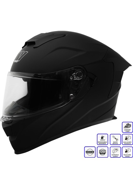 Gp My Helmet MKS001-MB Yarış Spoiler Güneş Vizörlü Şeffaf Full Face Motosiklet Kaskı M
