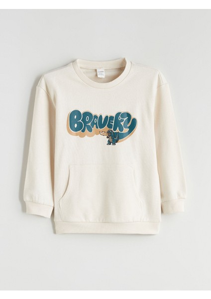 Yeni Sezon Bisiklet Yaka Baskılı Erkek Çocuk Sweatshirt modelleri