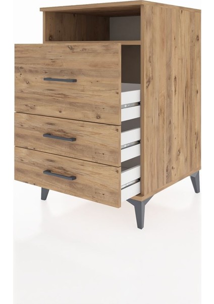 Kronos Komodin Tek Raflı 3 Çekmeceli 60X59X96 Çam-Çam fırsatları