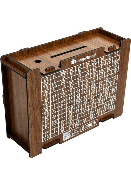 Parabox - 5.000TL Kumbara - Ahşap Para Biriktirme Hedef Kutusu - Hediyelik Ürünler