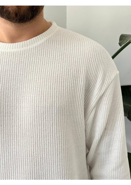 Bayaygun 5114 Oversize Bisiklet Yaka Şonil Triko Kazak_beyaz fırsatları