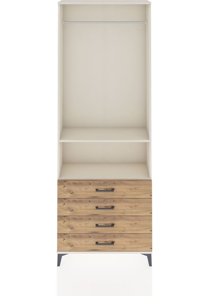 Arges Dolap 2 Raflı 4 Çekmeceli Tek Askılı 88X30X243 Aytaşı-Çam