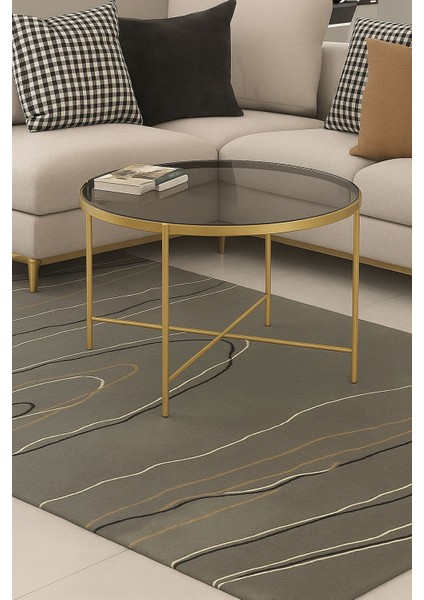 Oslo Orta Sehpa 45X75 cm Mat Gold Ayaklı Şeffaf-Füme Cam-Ims Zigon Dünyası