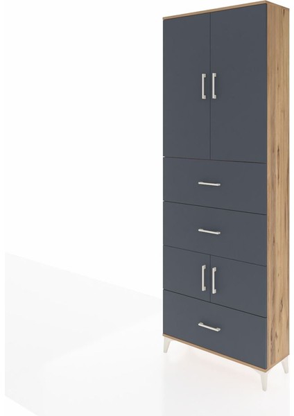 Arges Dolap 4 Raflı 3 Çekmeceli 4 Kapaklı 88X30X243 Çam-Antrasit modelleri