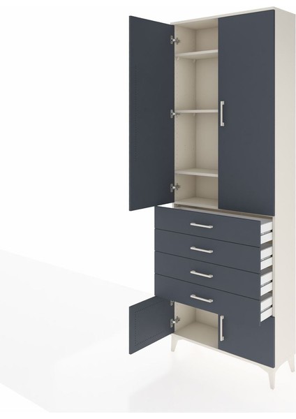 Arges Dolap 4 Raflı 4 Çekmeceli 4 Kapaklı 88X30X243 Aytaşı-Antrasit fırsatları