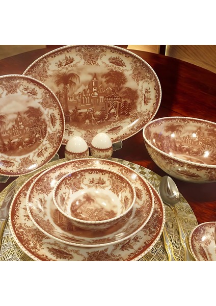 Bawarıa 6 Kişilik 28 Parça Vintage Manzara Desenli Yemek Takımı
