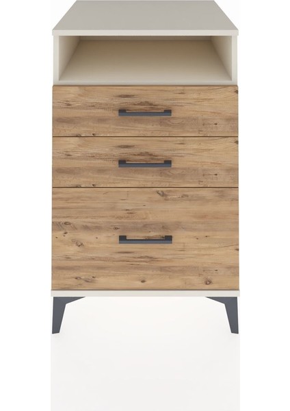 Kronos Komodin Tek Raflı 3 Çekmeceli 60X59X96 Aytaşı-Çam
