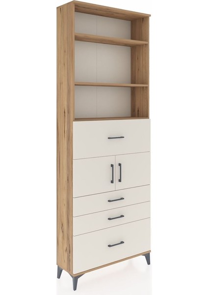 Arges Dolap 4 Raflı 4 Çekmeceli 2 Kapaklı 88X30X243 Çam-Aytaşı fiyatları