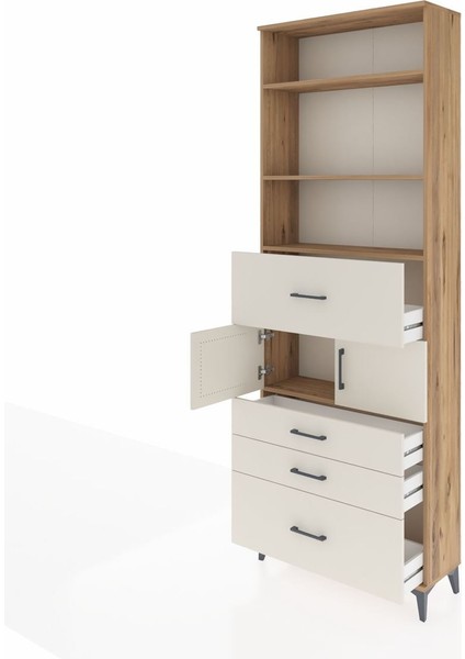 Arges Dolap 4 Raflı 4 Çekmeceli 2 Kapaklı 88X30X243 Çam-Aytaşı fırsatları