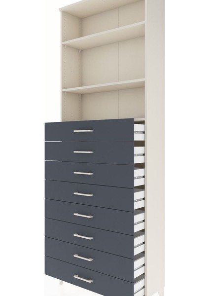 Arges Dolap 3 Raflı 8 Çekmeceli 88X30X243 Aytaşı-Antrasit indirimleri