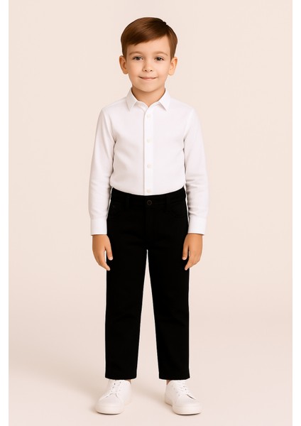 Çocuk Siyah Gabardin Pantolon | %100 Pamuk & Hafif Likralı