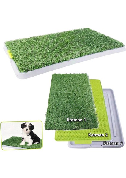3 Katmanlı Yapay Çim Köpek Tuvalet Seti 42.5X67.5 Cm, Temiz ve Kullanışlı