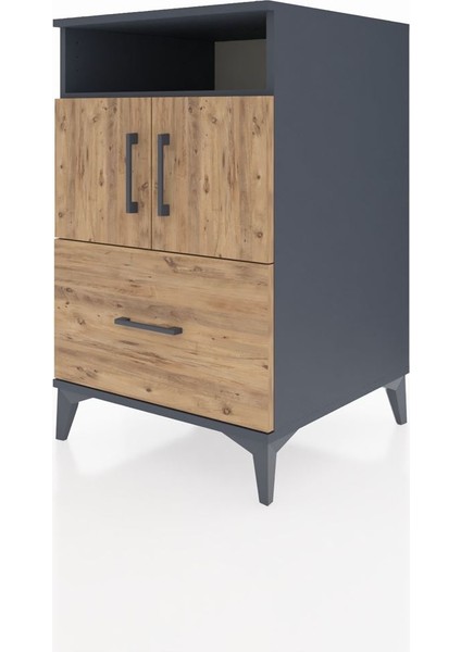 Kronos Komodin 2 Raflı Tek Çekmeceli 2 Kapaklı 60X59X96 Antrasit-Çam modelleri