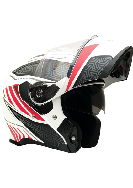 Gp My Helmet MKS002-WRB Güneş Vizörlü Şeffaf Çene Açılır Motosiklet Kaskı L modelleri